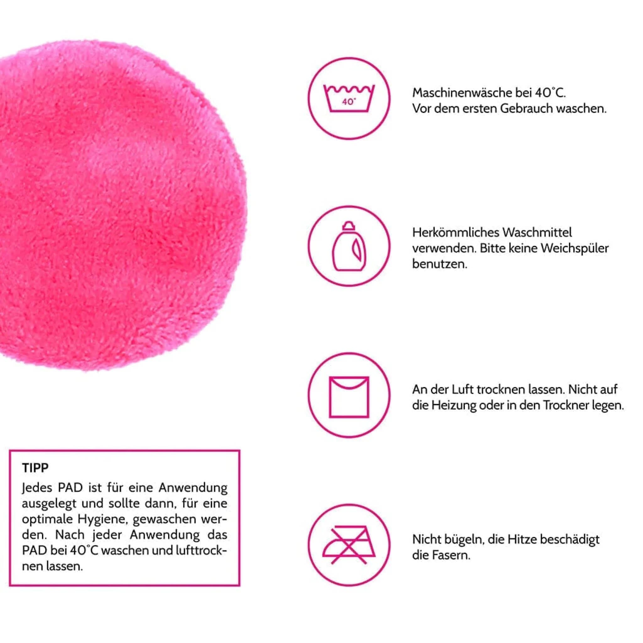 Abschminkpads „Pink“ - 2 St - Wiederverwendbare Wattepads MakeUp Radierer MakeUp Radierer