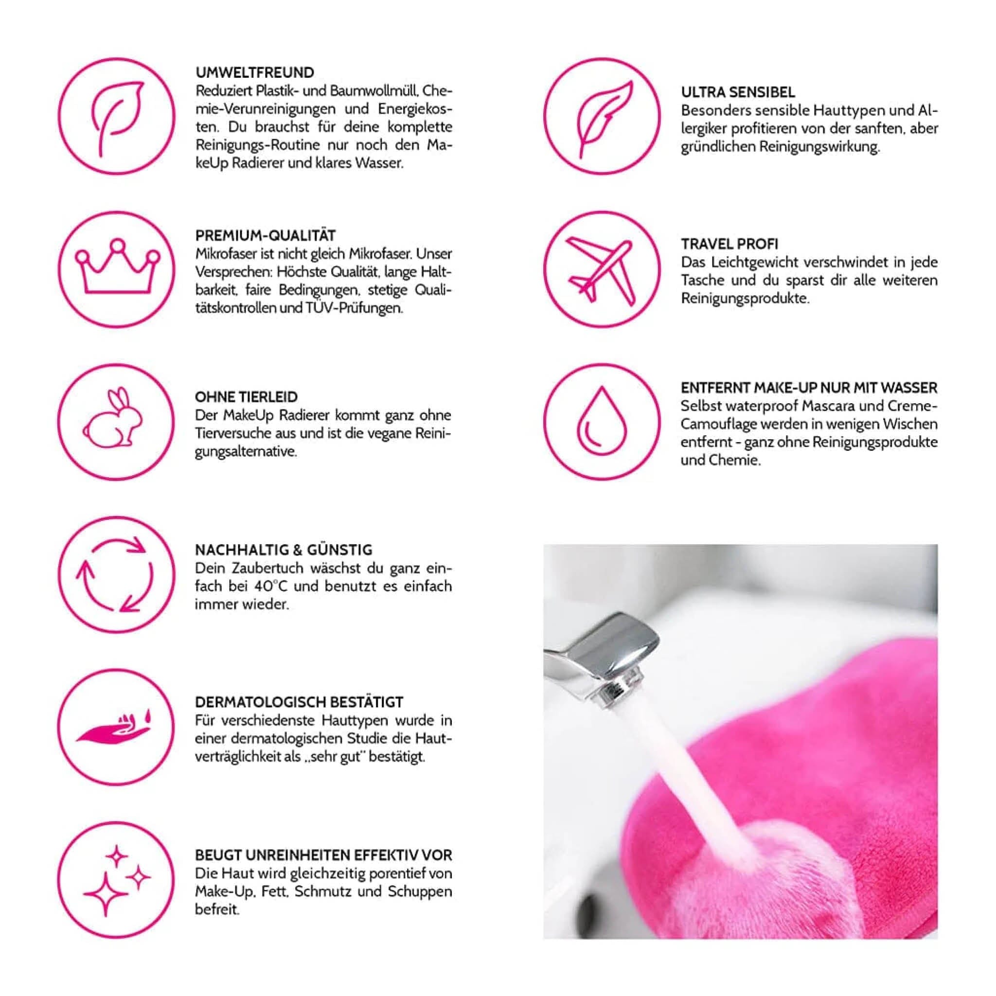 Abschminkpads „Pink“ - 2 St - Wiederverwendbare Wattepads MakeUp Radierer MakeUp Radierer