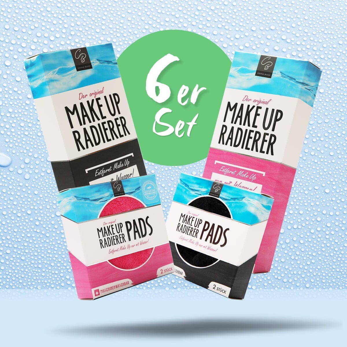 Starter-Set „Abschminkpads & Tuch“ - 6er Set in Pink & Schwarz MakeUp Radierer MakeUp Radierer