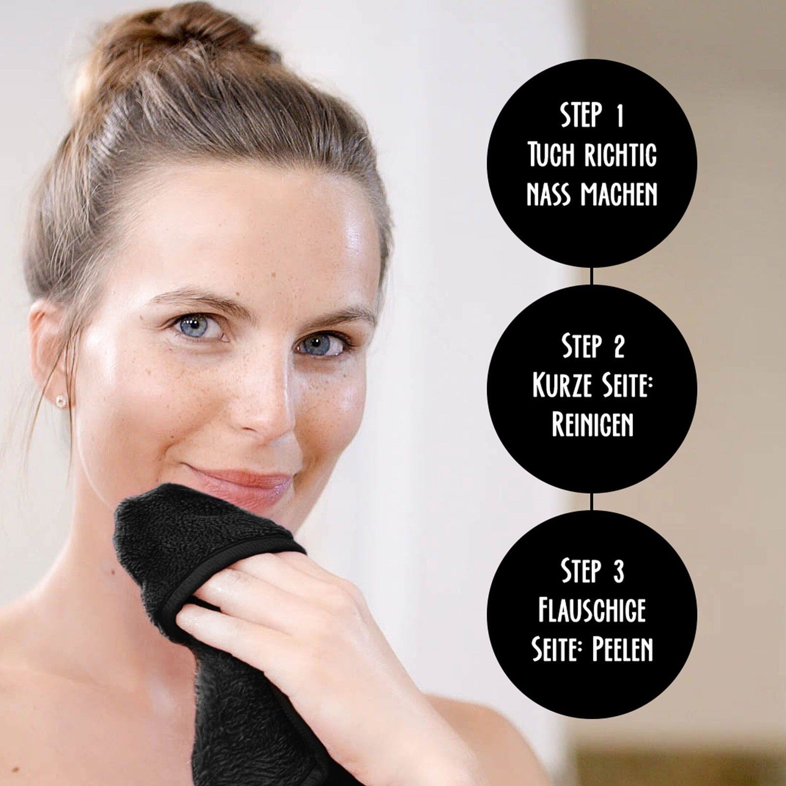 Abschminktuch „Schwarz“ - 1 St - Wiederverwendbares Mikrofasertuch MakeUp Radierer MakeUp Radierer 