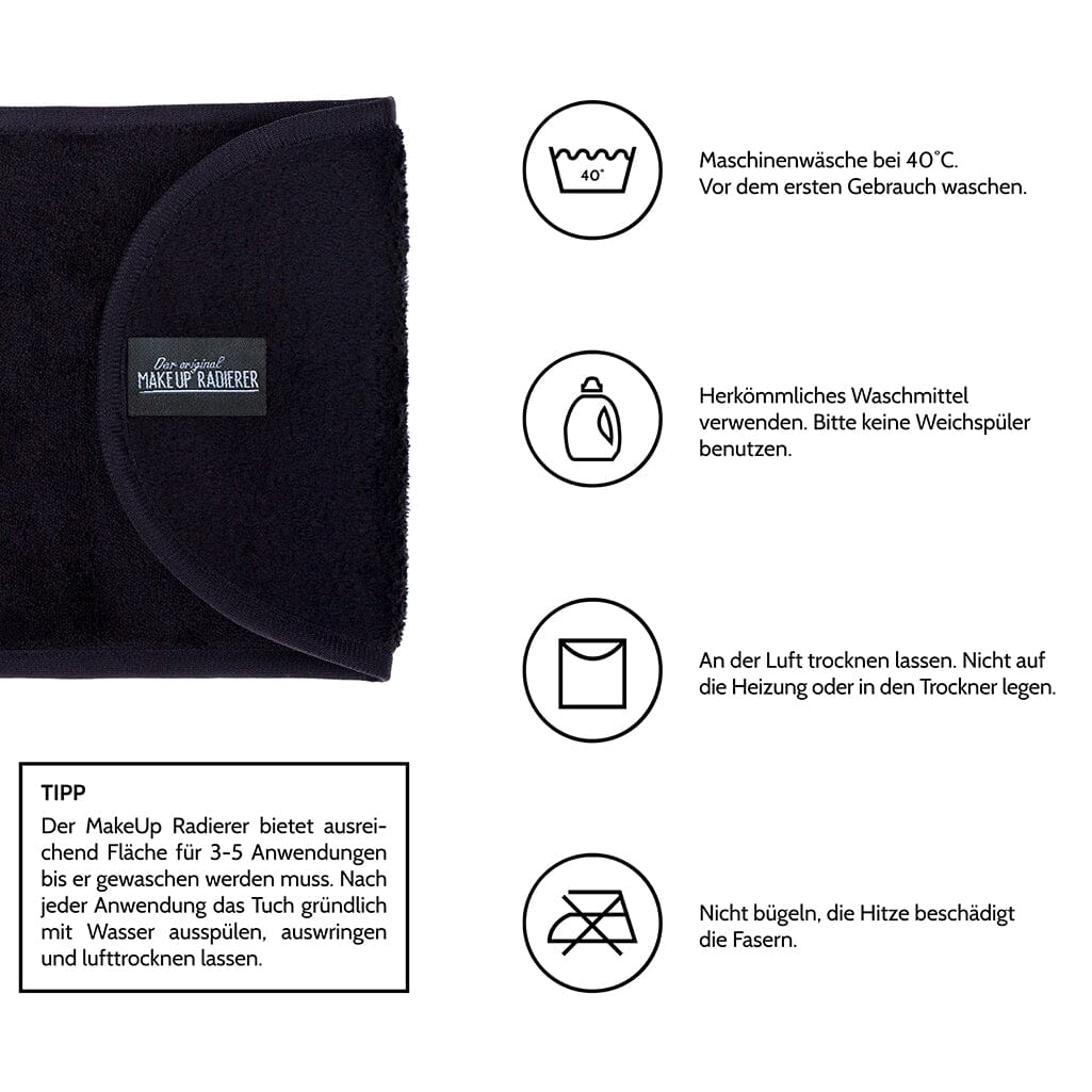 Abschminktuch „Schwarz“ - 1 St - Wiederverwendbares Mikrofasertuch MakeUp Radierer MakeUp Radierer 